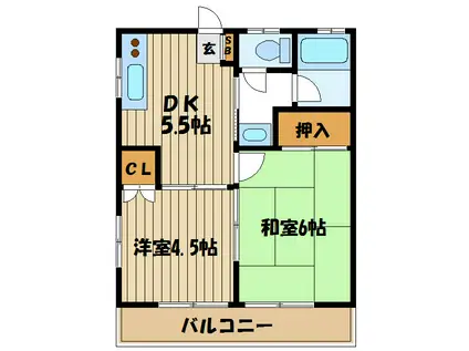 ハイツ松村(2DK/2階)の間取り写真