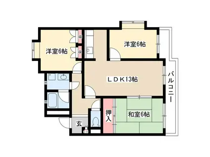 ラ・ファミーユI(3LDK/2階)の間取り写真