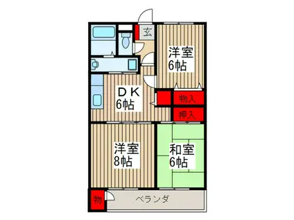 ハイデンス桶川II(3DK/2階)の間取り写真