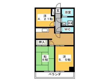 ウィルヴィラージュI(3DK/3階)の間取り写真