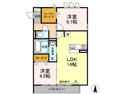 HILLS NODA(2LDK/2階)の間取り写真