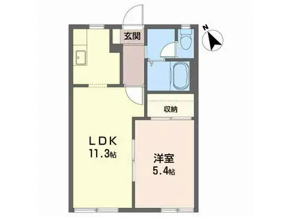 ファミール北日詰 A(1LDK/1階)の間取り写真