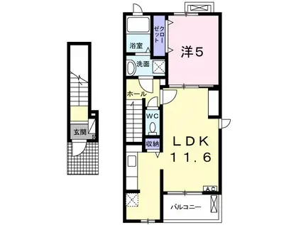 エテルノ・フィオーレ(1LDK/2階)の間取り写真