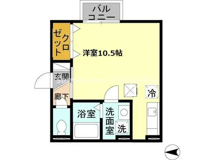 エスポワール(ワンルーム/2階)の間取り写真