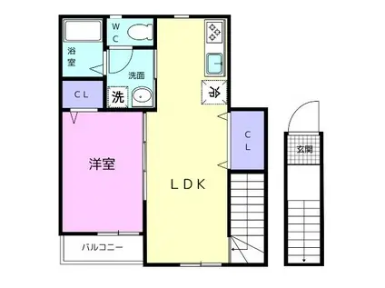 TJ初島(1LDK/2階)の間取り写真