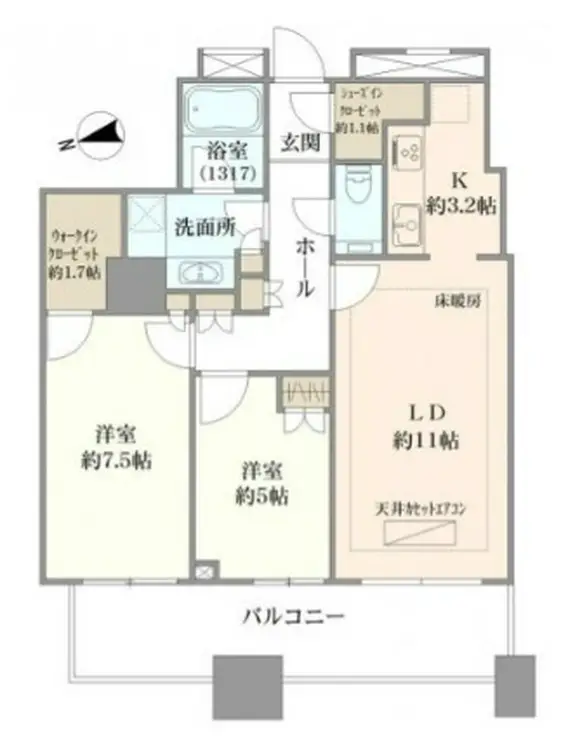 クレストプライムタワー芝 30階階 間取り