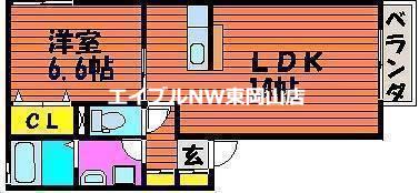 ラ・パルテール操山 弐番館(1LDK/2階)の間取り写真