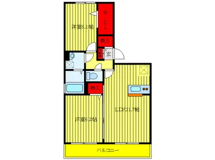 セジュール・アイ(2LDK/3階)の間取り写真