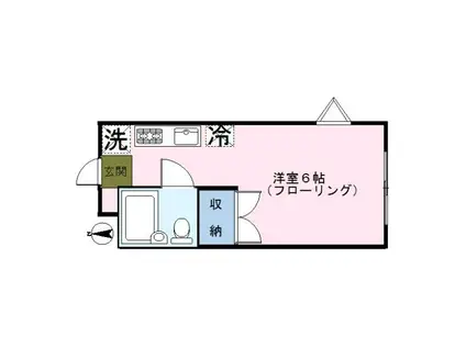 ミラーグリム(ワンルーム/1階)の間取り写真