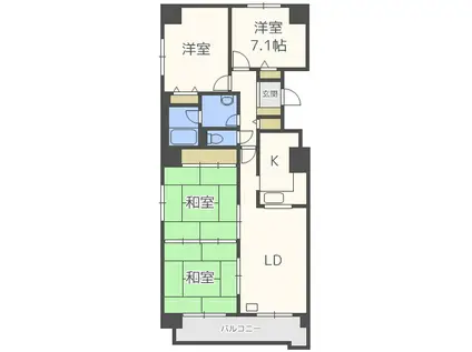 クリーンリバー宮の沢ヒルズ(4LDK/3階)の間取り写真