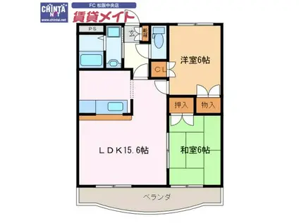 プロミネント伊勢中川II(2LDK/3階)の間取り写真