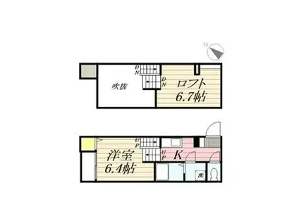 LUNA FORZA新守西(1K/2階)の間取り写真