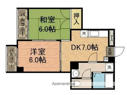 プラムメゾンIII(2DK/4階)の間取り写真