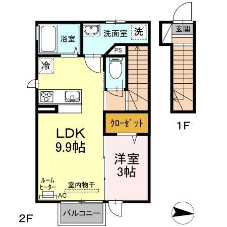 D-CITY(1LDK/2階)の間取り写真