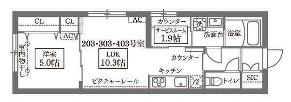 ココキューブグランデ学芸大学(1SLDK/4階)の間取り写真