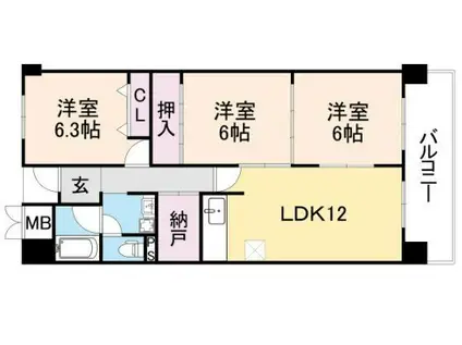 セントラル千里東(3LDK/3階)の間取り写真