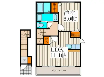 サンリット・ガーデンA(1LDK/2階)の間取り写真