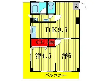 ロイヤルマンション(2DK/3階)の間取り写真