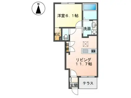 BELLS・TREE(1LDK/1階)の間取り写真