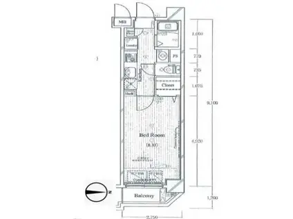 ルリオン錦糸町エグゼ(1K/1階)の間取り写真