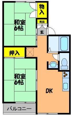 アザリアハイタウンC棟(2DK/2階)の間取り写真