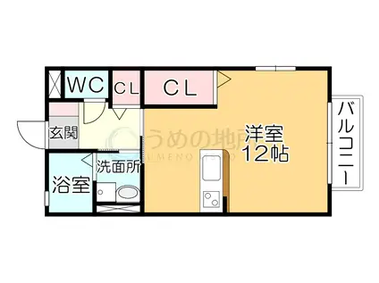 ヴィブレカプチーノ(ワンルーム/2階)の間取り写真