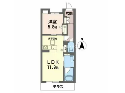 メゾン・ド・クレール(1LDK/1階)の間取り写真