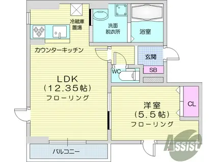LUANA・AIR・RESIDENCE宮町(1LDK/2階)の間取り写真