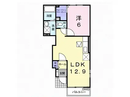 カーサ ラッフィナートII(1LDK/1階)の間取り写真