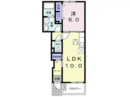 ミレグランデI(1LDK/1階)の間取り写真