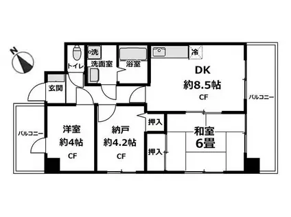 トーレ・アチェ・イー(2SDK/7階)の間取り写真