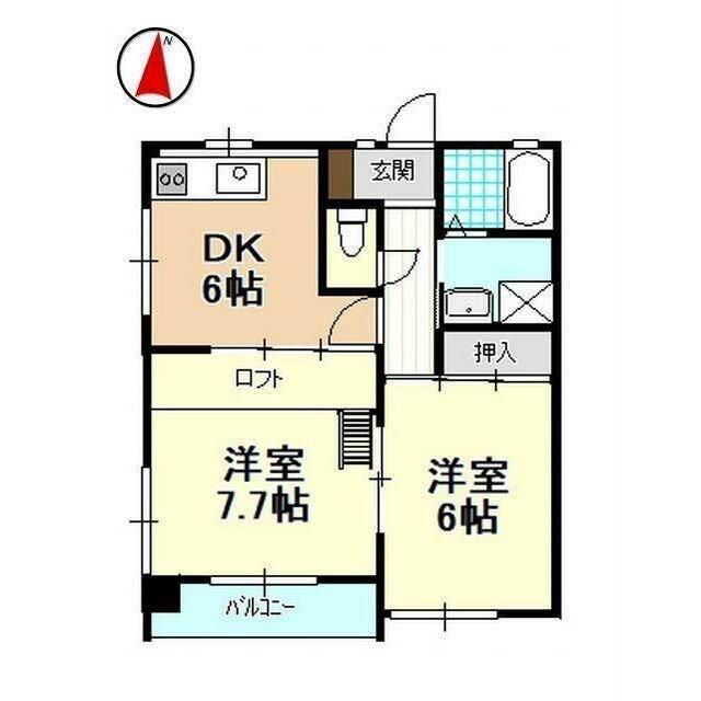 富塚アクシス(2DK/2階)の間取り写真