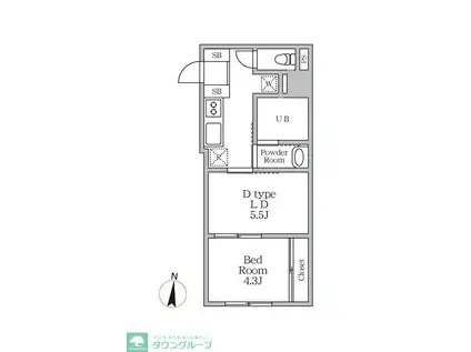 ラヴィエール錦糸公園(1LDK/9階)の間取り写真