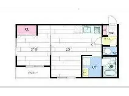 LA MAISON月寒公園(1LDK/2階)の間取り写真