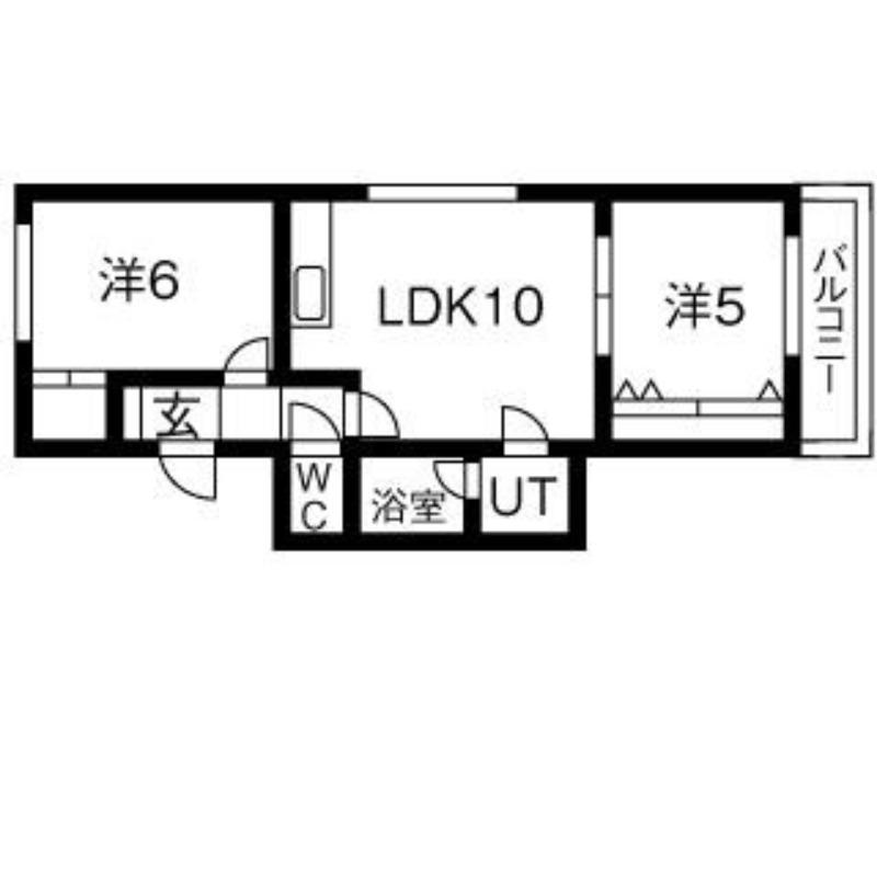 ヴィラ真駒内公園(2LDK/3階)の間取り写真
