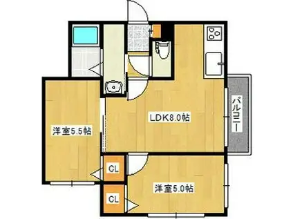 A BOND GRAN菊水(2LDK/2階)の間取り写真