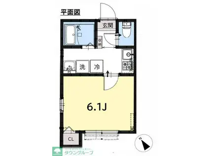 オークランド馬橋(1K/1階)の間取り写真