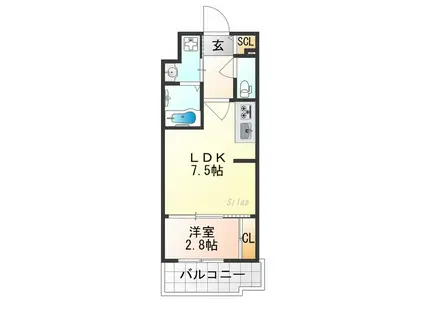 フォーリアライズ京都大将軍(1LDK/6階)の間取り写真
