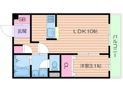 ハイムサンパティ(1LDK/2階)の間取り写真