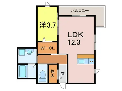 HIIRAGI善明町(1LDK/2階)の間取り写真