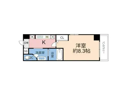 グランドステージ大阪城北(1K/6階)の間取り写真