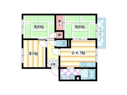 エピーメロンB(3DK/2階)の間取り写真