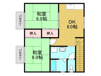 セジュール岩根(2DK/2階)の間取り写真