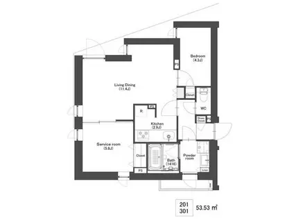 MT-O NAKANOSHIMBASHI(2LDK/3階)の間取り写真