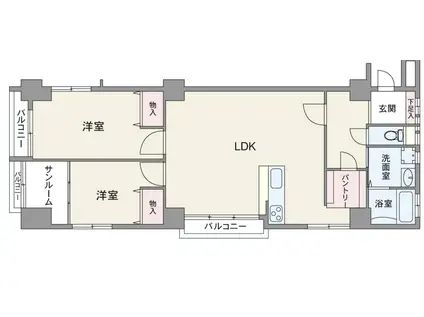 覚王山駅前 耐震済 フルリノベ 2SLDK(2SLDK/7階)の間取り写真
