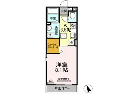 スカイハウス(1K/1階)の間取り写真