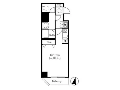 クロスレジデンス清澄白河(ワンルーム/6階)の間取り写真