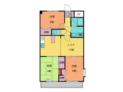 コンフォトゥールII(3LDK/1階)の間取り写真
