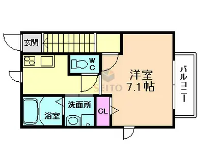 STUDIO NOIR(1K/2階)の間取り写真