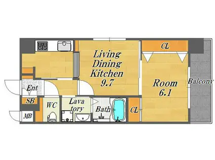 LA GRACE福島(1LDK/4階)の間取り写真